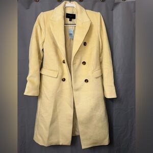 NEW ANN TAYLOR YELLOW PETITE WOOL BLEND TAILORED CHESTERFIELD COAT SIZE XSP